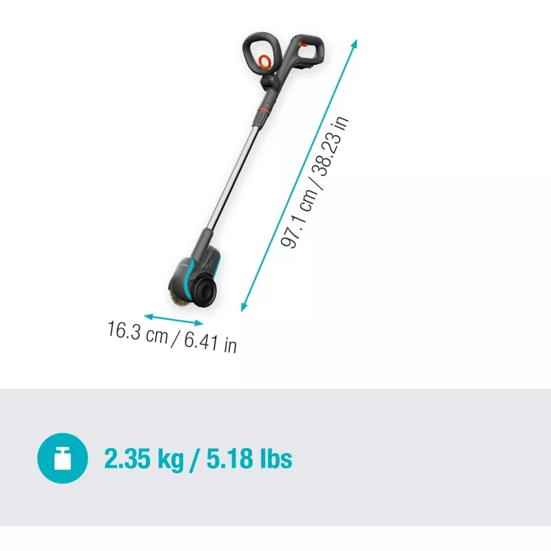Gardena 14820-55 EasyWeed 1800/18V P4A solo cepillo de juntas inalámbrico quitamalezas, sin batería ni cargador, gris/turquesa