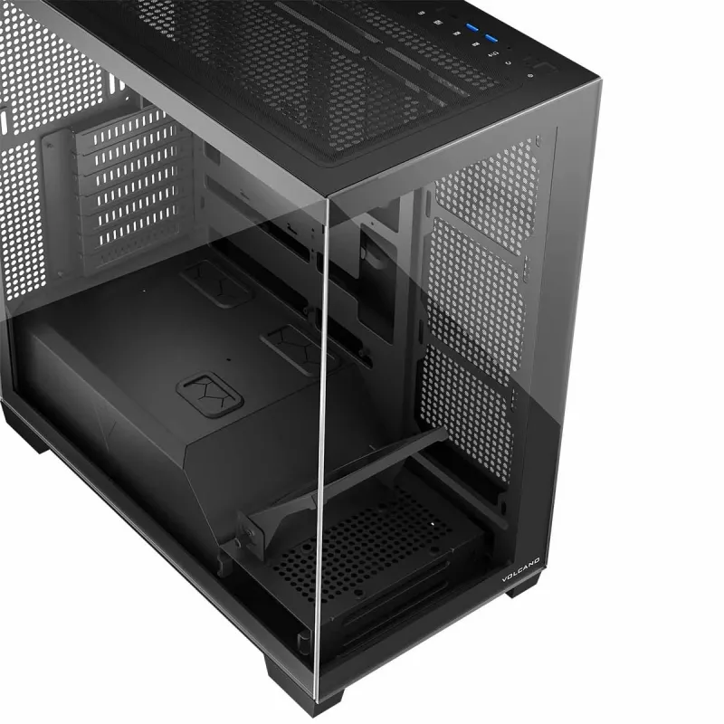 Caja de PC MODECOM Volcano Stellar NF ATX Midi Tower, cristal templado, negra, compatible con ATX/micro ATX, GPU hasta 420 mm, disipador de CPU 175 mm