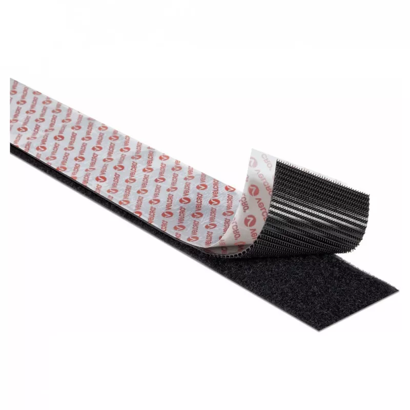 VELCRO Cinta de velcro extra fuerte autoadhesiva, gancho y bucle 50mm x 2,5m negro