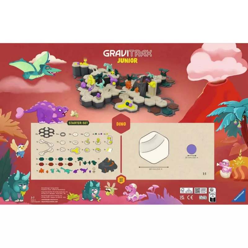 Pista de canicas Ravensburger GraviTrax Junior Starterset XXL Dino, construcción de recorridos para niños