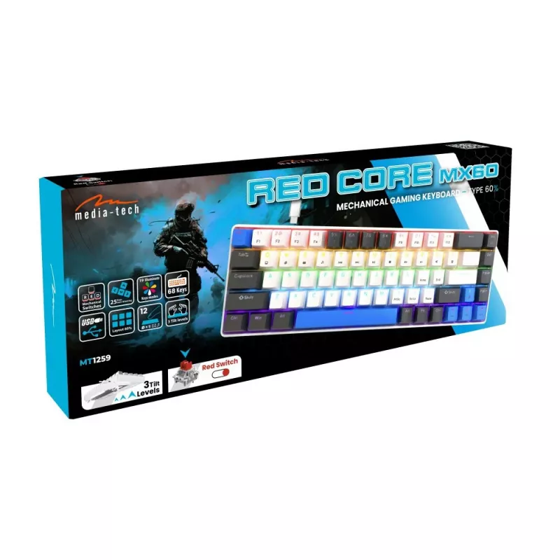 Media-Tech MT1259 Red Core MX60 teclado mecánico gaming 60 %
