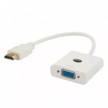 Adaptador conector macho HDMI a conector hembra VGA SAVIO CL-201, HDMI A a VGA D-Sub, blanco, 0,1 m, hasta 1920x1200