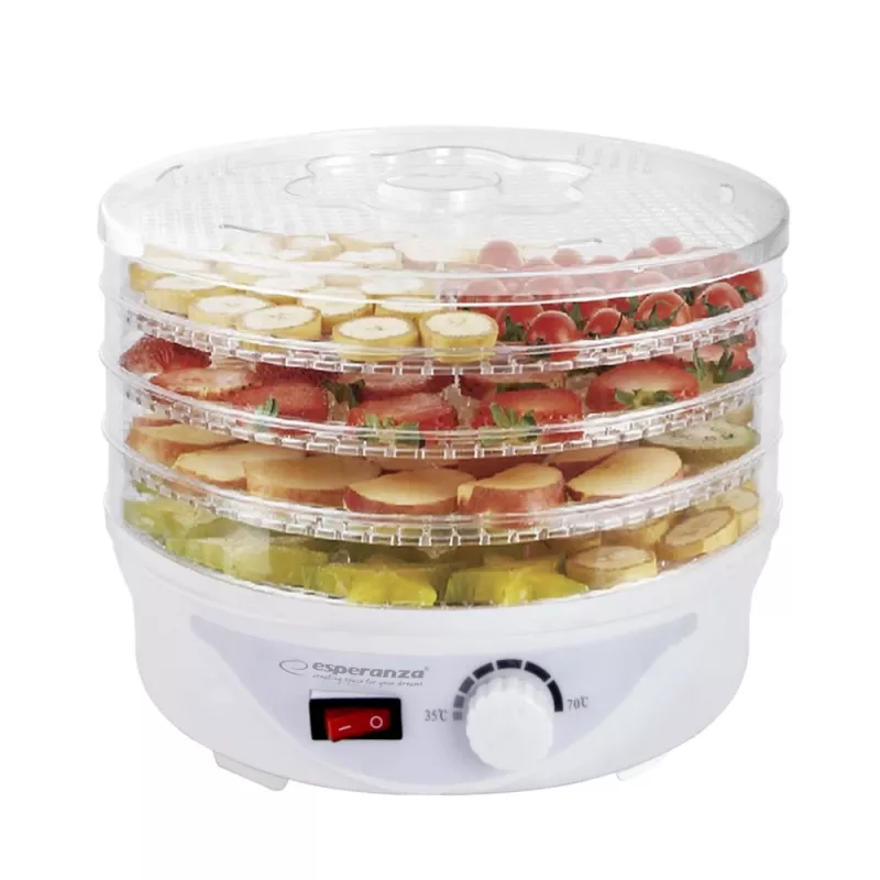 Esperanza EKD003 Deshidratador de alimentos transparente, blanco 250 W