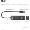 Hub USB CLUB3D USB 3.2 Gen1 Type-A con 3 puertos y Gigabit Ethernet