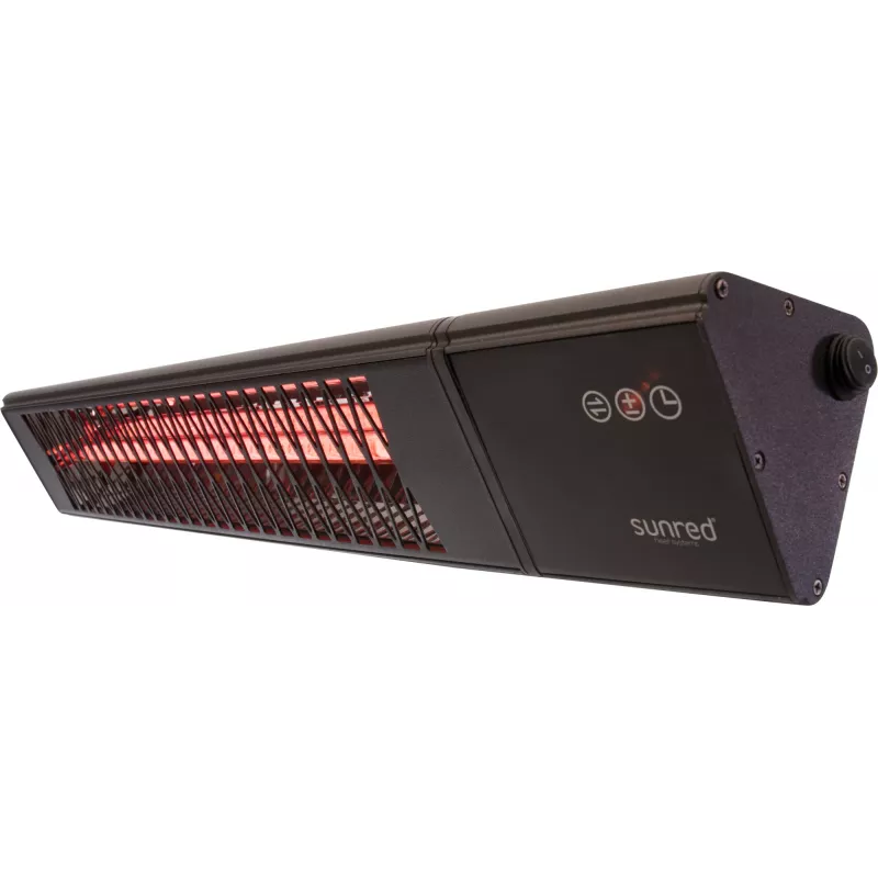 Calefactor infrarrojo SUNRED PRO25W-SMART, montaje en pared triangular oscuro, 2500 W, negro, IP55