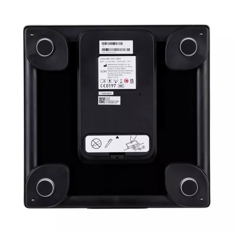 Omron VIVA HBF-222T-EBK báscula de composición corporal, cuadrada, LCD, negra
