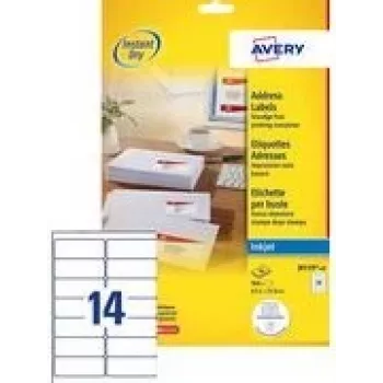 Etiquetas autoadhesivas Avery J8159-100 — blancas, impresora de inyección de tinta, adhesivo permanente, paquete