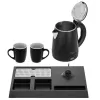 Adler AD 1387 hervidor eléctrico de hotel con bandeja y tazas, 1 l, acero inoxidable