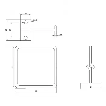Soporte metálico para bridas ROLINE vertical 80x80mm
