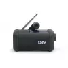 Muse MH-08 MB radio solar portátil con manivela y linterna, negro