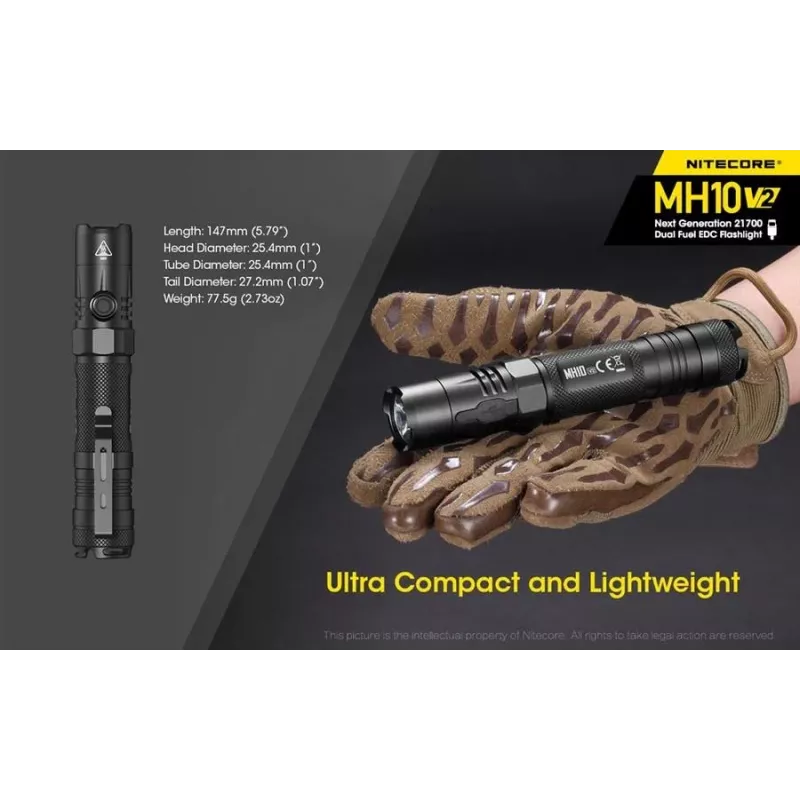 Linterna de mano Nitecore MH10 V2 negra