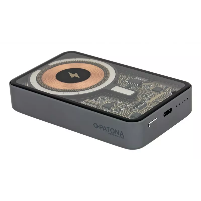 Patona Premium Clear 3.0 batería externa 9992, 10000 mAh, PD 20W, MagSafe 15W, USB-C, gris