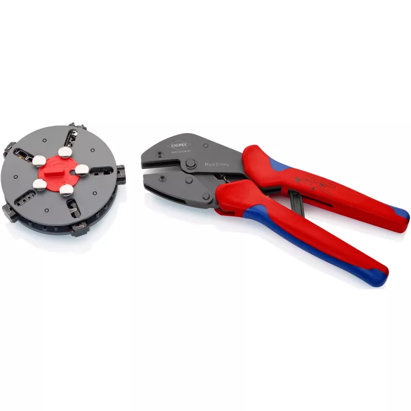 Knipex 97 33 02 Alicate crimpador de cables Herramienta de crimpado Azul, Rojo