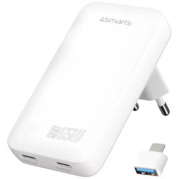 Cargador FlatPlug 65W GaN Dual USB-C blanco