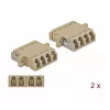Adaptador de fibra óptica DELOCK LC hembra a LC hembra, beige, pack de 2