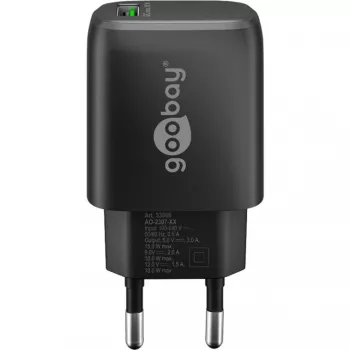 Cargador rápido USB-A QC (18 W) (negro)