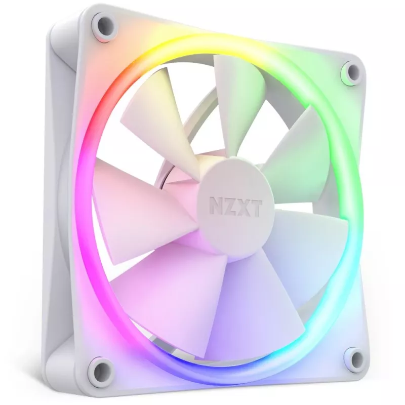 Ventilador de carcasa NZXT F120 RGB 120 mm blanco, 4 pines, 1800 rpm, 50,18 CFM, 18 LED