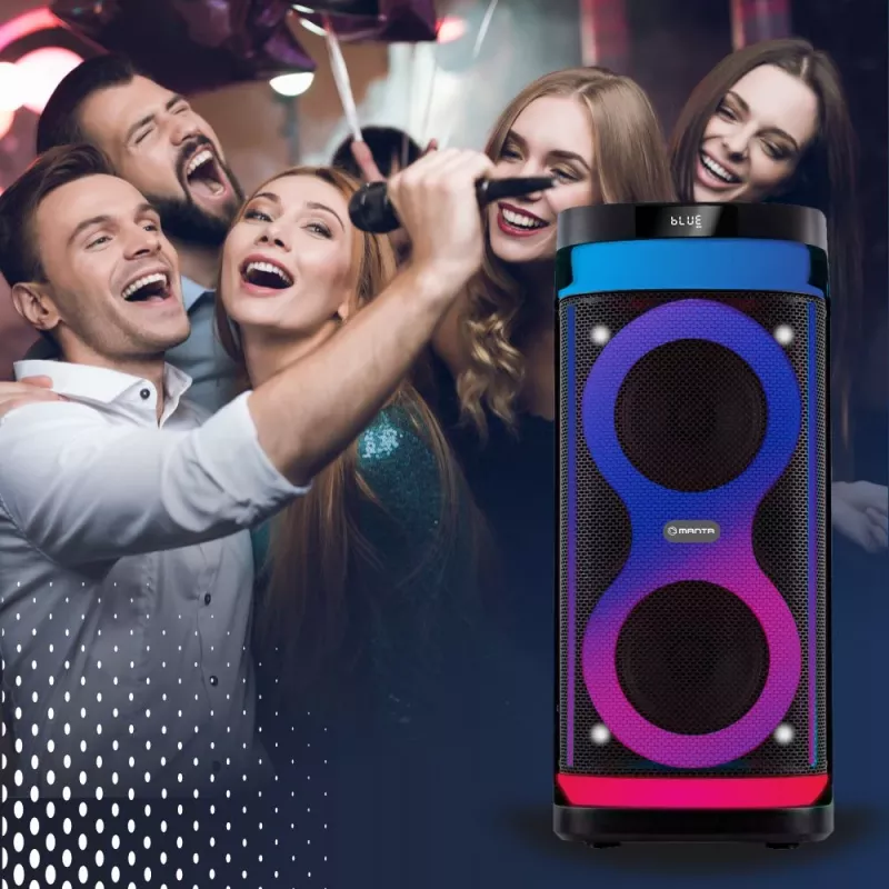 Altavoz portátil MANTA SPK0601B100, 100 W, Bluetooth, karaoke, micrófono inalámbrico, batería, ecualizador, iluminación disco