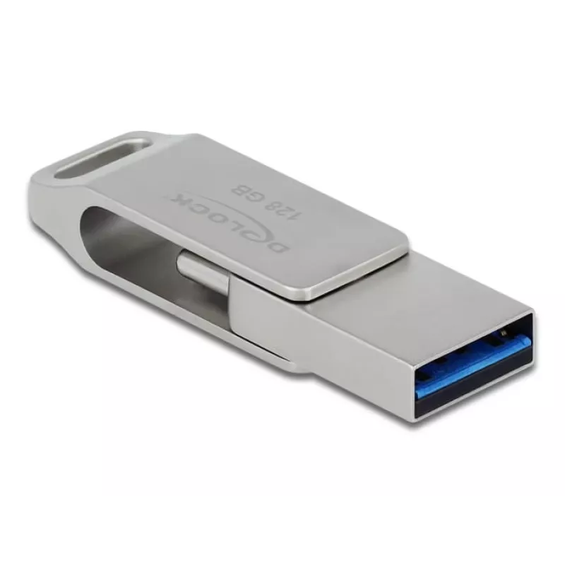 Memoria flash USB DeLOCK 128 GB USB-C Type-A modelo giratorio