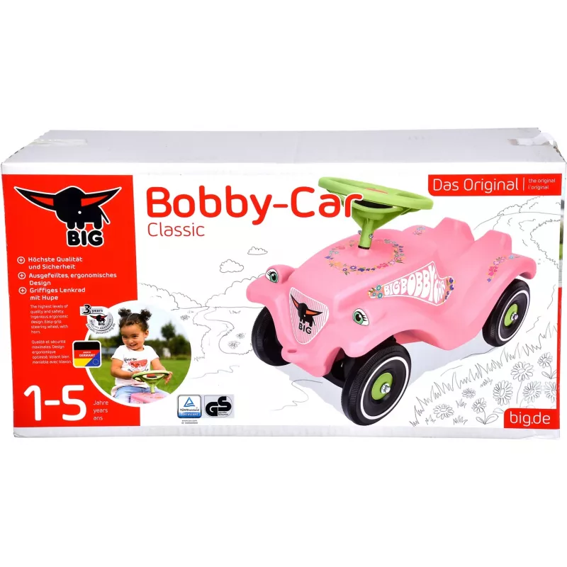 Bobby-Car-Classic Flower, correpasillos rosa/verde claro