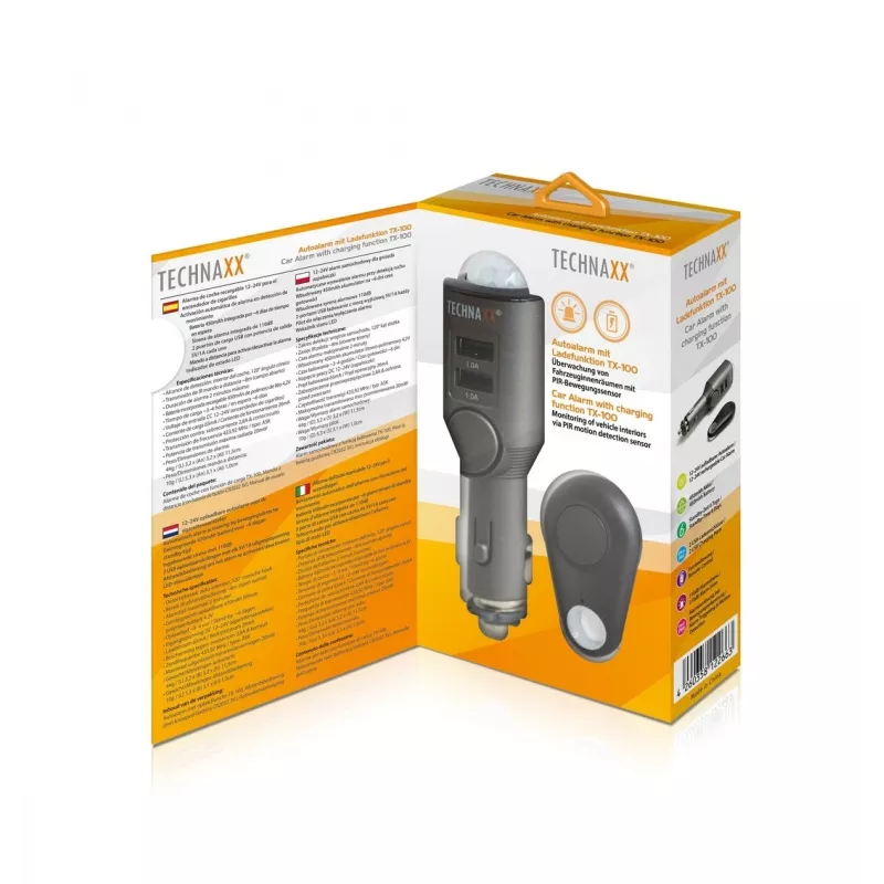 Cargador universal para dispositivos móviles Technaxx 4743 negro con enchufe de mechero para coche