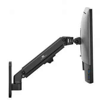 Soporte de monitor de pared MACLEAN MC-458, altura ajustable con muelle de gas, un solo monitor, VESA 75x75–100x100, hasta 7 kg, inclinación -45°–90°, extensión máx. 35,5 cm