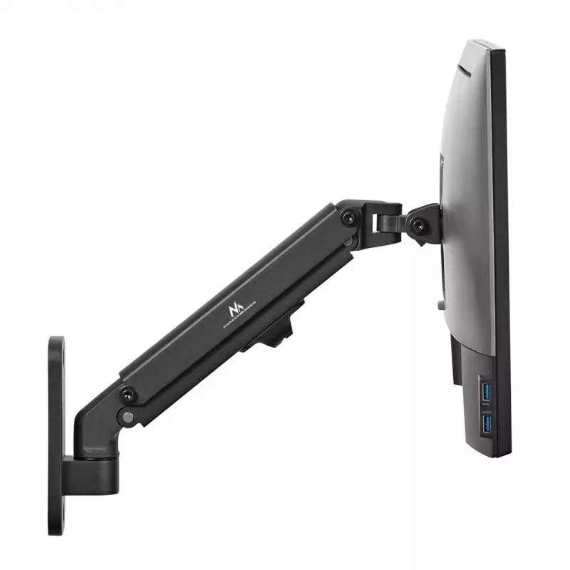 Maclean MC-458 soporte de pared para monitor, muelle de gas, altura regulable, 17-27 pulgadas, hasta 7 kg, VESA 75x75/100x100, negro