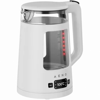 Hervidor de agua AENO EK6: 1850-2200W, 2L, Strix, forma cuadrada, tapa transparente, cristal altamente resistente, iluminación LED, apagado automático, protección contra funcionamiento en seco