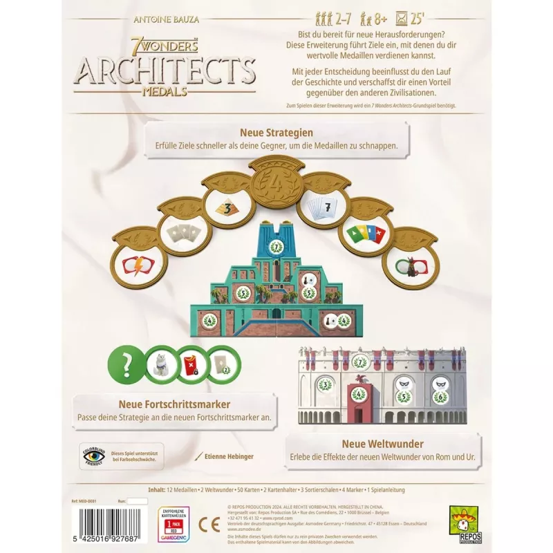 7 Wonders Architects - Medals, expansión de juego de mesa