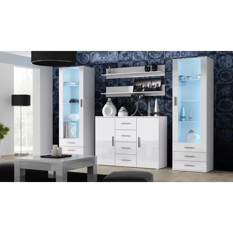 Aparador de salón Cama UNI blanco/blanco brillante