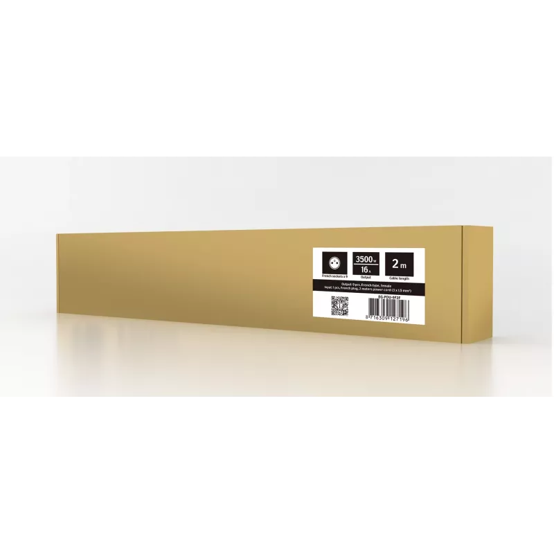 Unidad de distribución de corriente GEMBIRD EG-PDU-9F2F — 9 tomas francesas (tipo E), rack 1H, 16A, cable de 2 m