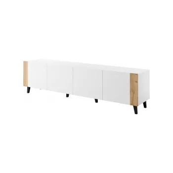 Mueble RTV FARO 200x42x52 blanco mate + roble craft