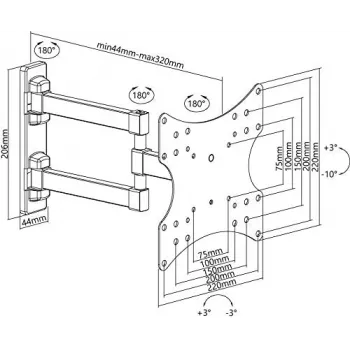 Soporte de pared para TV Goobay Basic FULLMOTION (S), negro - para televisores de 58,40 cm (23