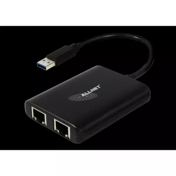Adaptador de red USB 3.0 ALLNET ALL-NC-2G-102-USB-A con 2x Gigabit Ethernet y 1x concentrador USB