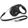 Correa retráctil Flexi Classic 5 m negra para perros medianos, cordón, carga máx. 20 kg, elementos reflectantes