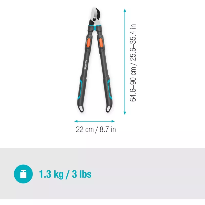Gardena Tijera de podar TeleCut Pro L gris/turquesa 65 cm - 90 cm (12041-88)
