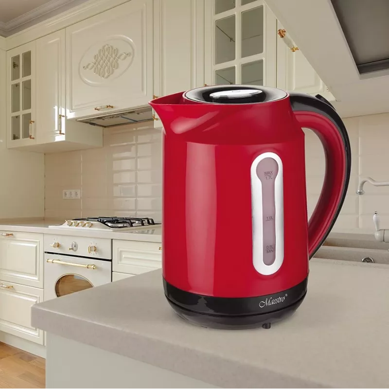 MAESTRO MR-041 (MR-041-Rojo) hervidor 1,7 l 2000 W negro, rojo