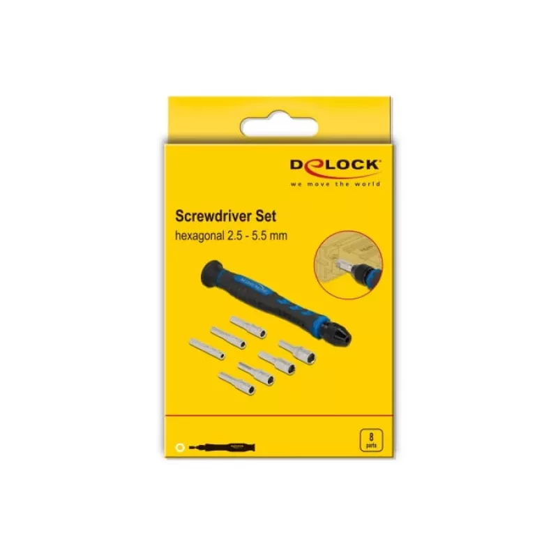 Set de destornilladores DeLOCK 90551 8 piezas Vaso hexagonal exterior 2,5 - 5,5 mm