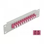 Panel de parcheo de fibra óptica DeLOCK 10 pulgadas 12 puertos LC Duplex violeta 1U gris