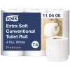 Papel higiénico Tork Premium Extra Soft Conventional T4 — rollos de 4 capas 9,7 cm x 19,1 m, paquete de 6