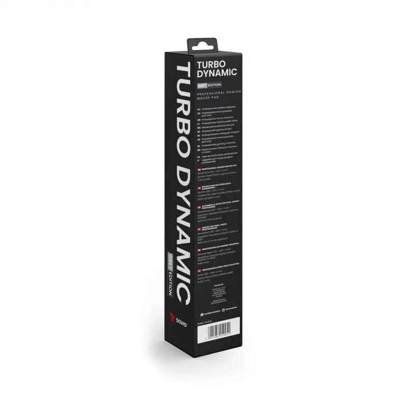 Alfombrilla de ratón gaming SAVIO Turbo Dynamic XL — gris, 900×400 mm, 3 mm de grosor, superficie de tela antideslizante cosida