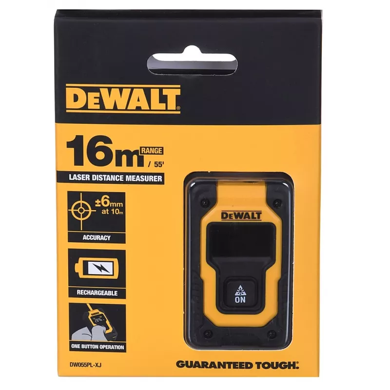 DeWALT DW055PL-XJ medidor láser de distancias, alcance de 16 m, negro/amarillo