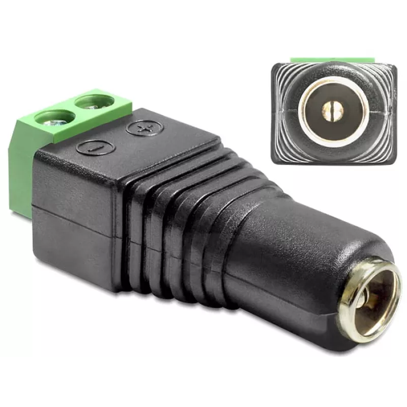 Adaptador de cable DeLOCK 65485 DC 2,5 x 5,5 mm 2p negro verde