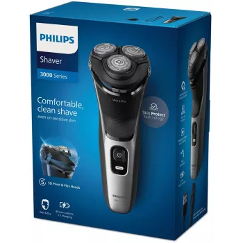 Afeitadora eléctrica Philips 3000 Serie S3143/00 — Sistema rotatorio de 3 cabezales, húmedo y seco, Li-Ion, 60 minutos de autonomía