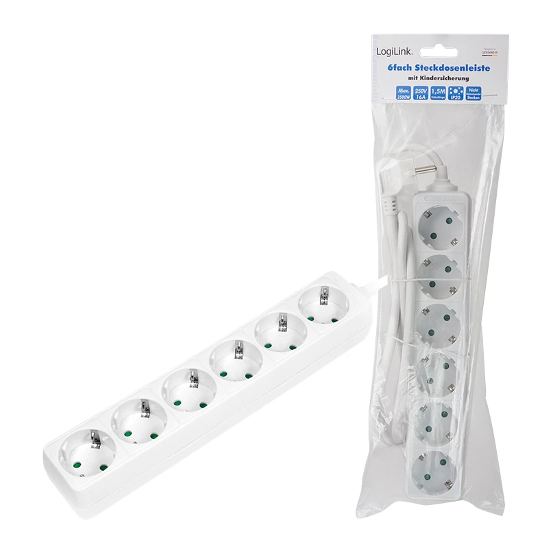 Regleta de alimentación LogiLink LPS238 1.5m 6 tomas AC interior blanco
