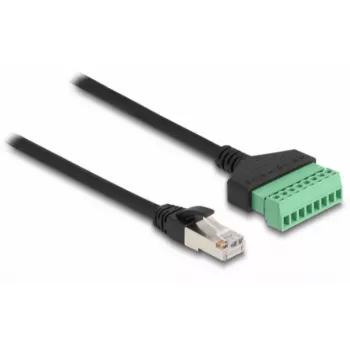 Cable DeLOCK RJ45 Cat.6 conector macho a adaptador de regletas de conexión 30 cm negro verde