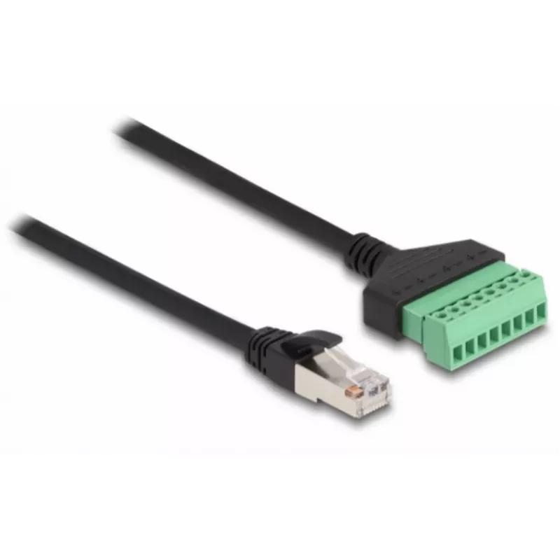 Cable DeLOCK RJ45 Cat.6 conector macho a adaptador de regletas de conexión 30 cm negro verde