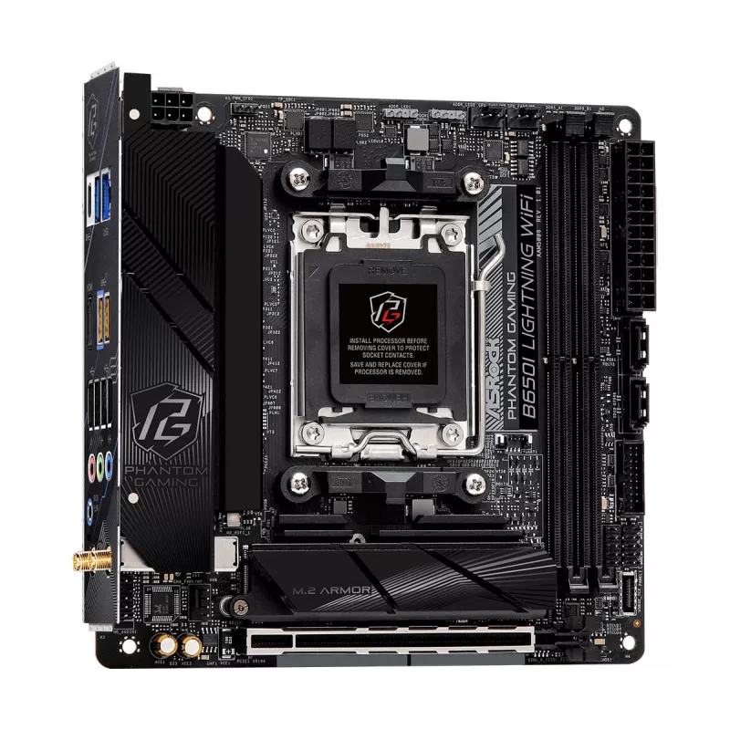 Placa base Mini-ITX ASRock B650I Lightning WiFi — AMD B650, socket AM5, DDR5, 2 DIMM (máx. 96 GB), Wi-Fi 6E, 2,5Gb LAN