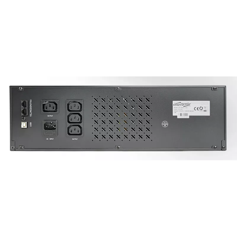 Gembird UPS-RACK-1500 SAI Line-Interactive 1500 VA 900 W, rack 19" 3,4U, 4x IEC C13 230 V, entrada IEC C14, USB, RJ11, LCD, negro