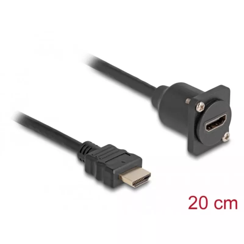 Cable HDMI DeLOCK Type-D conector macho a conector hembra negro 20 cm
